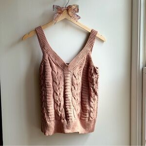 Cable Knit Sleeveless Top - Dusty Rose